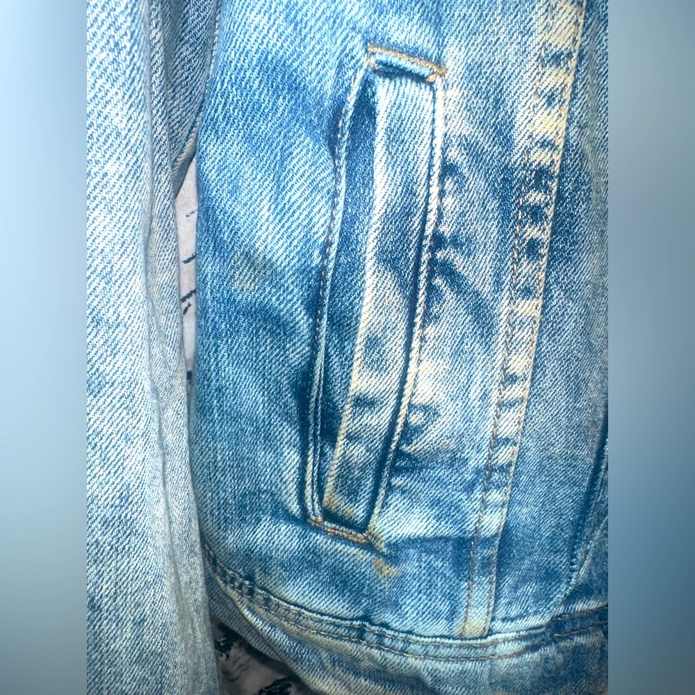 Y2K Vintage Free People Grunge Style acid wash Denim Jacket women size s - Picture 4 of 6